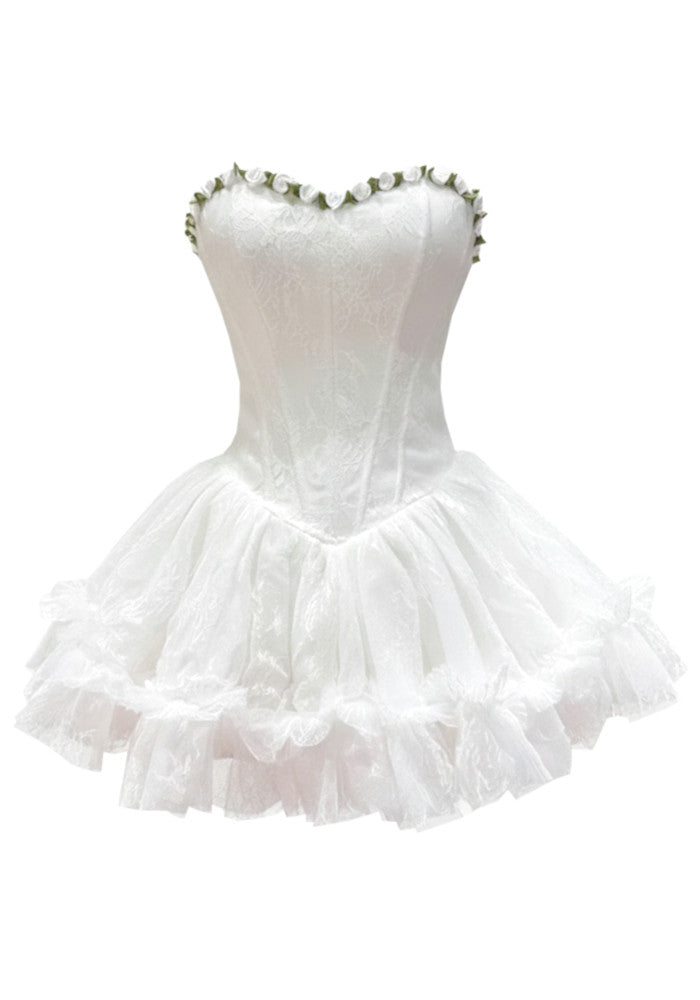 Findlay Strapless Floral Skater Mini Dress In Green