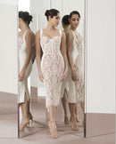 Shalise Lace Strap Midi Dress In White