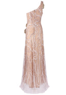 Jaqueen One Shoulder Floral Sequin Maxi Dress In Nude