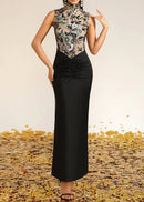 Ailbern Floral Embroidered Maxi Dress In Black