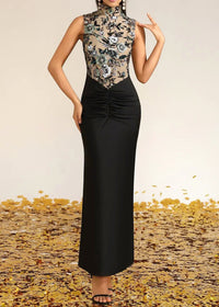 Ailbern Floral Embroidered Maxi Dress In Black