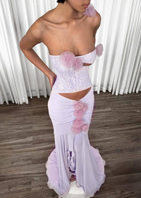 Isoclinal One Shoulder Floral Maxi Dress In Lavender