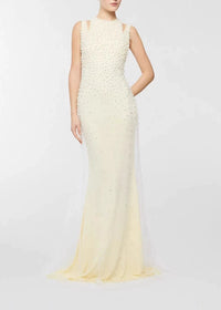 Delyvar Pearl Embellished Cutout Maxi Dress
