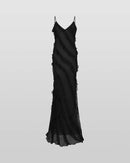 Kafele Wavy Slit Maxi Dress In Black