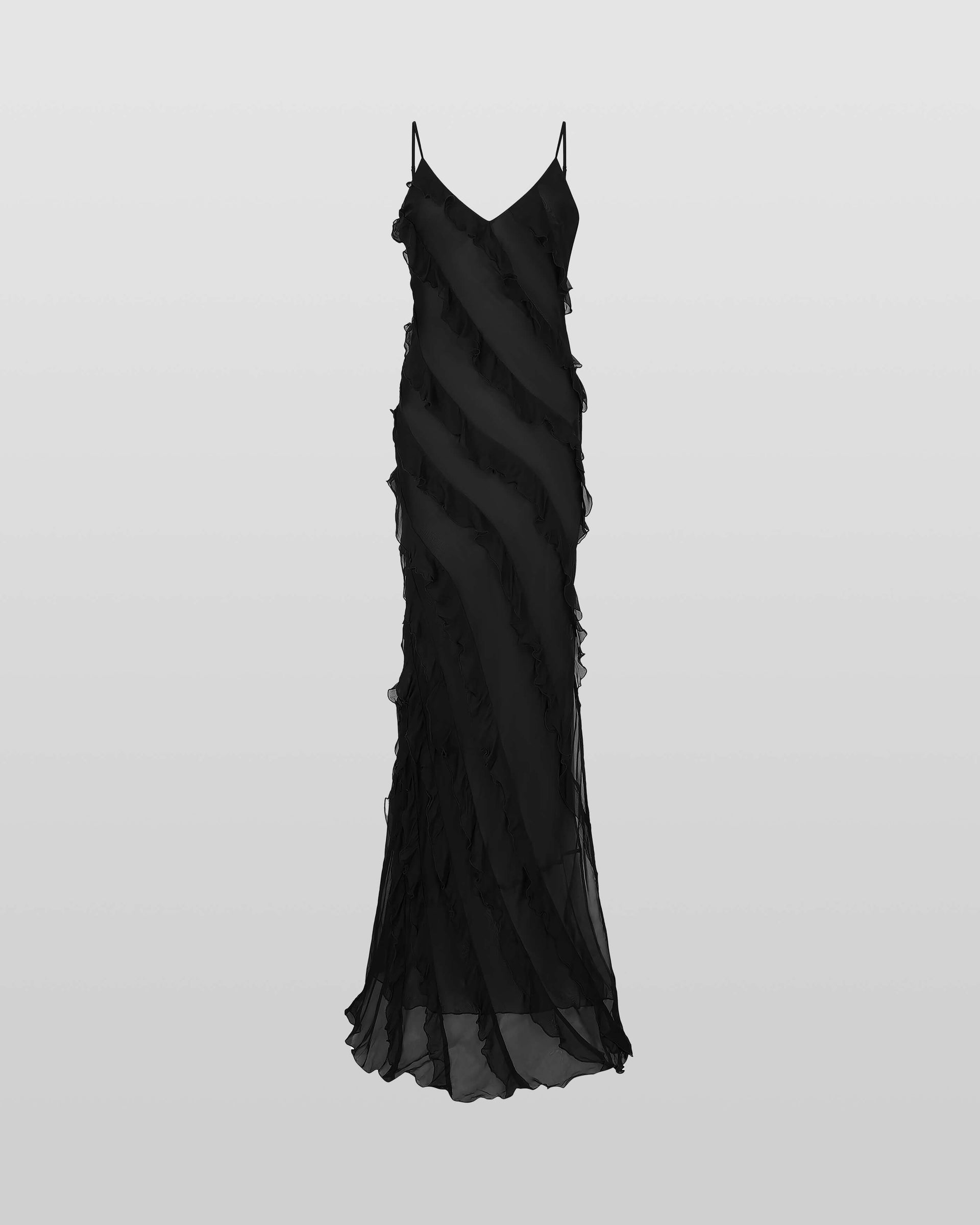 Kafele Wavy Slit Maxi Dress In Black
