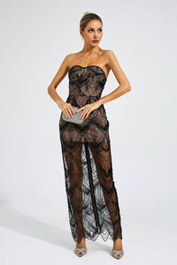 Nowak Sequins Off Shoulder Dress In Black