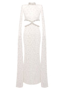 Olujimi Cape Sleeve Crystal Lace Maxi Dress