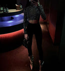 Gustine Long Sleeve Embellished Mesh Top