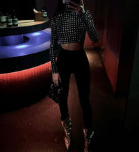 Gustine Long Sleeve Embellished Mesh Top