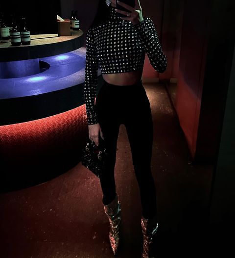 Gustine Long Sleeve Embellished Mesh Top