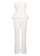 Robles Strapless Floral Peplum Two Piece Jumpsuit In White