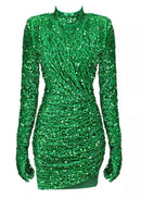 Adjoa Sequin Velvet Gloves Mini Dress