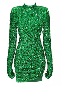 Adjoa Sequin Velvet Gloves Mini Dress