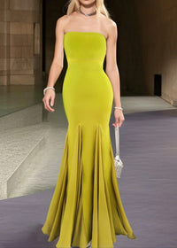 Renley Strapless A Line Maxi Dress In Lime