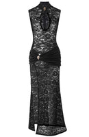 Hyrithia Cutout Detail Lace Maxi Dress In Black