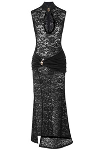 Hyrithia Cutout Detail Lace Maxi Dress In Black