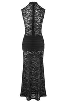 Hyrithia Cutout Detail Lace Maxi Dress In Black