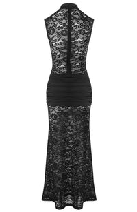 Hyrithia Cutout Detail Lace Maxi Dress In Black
