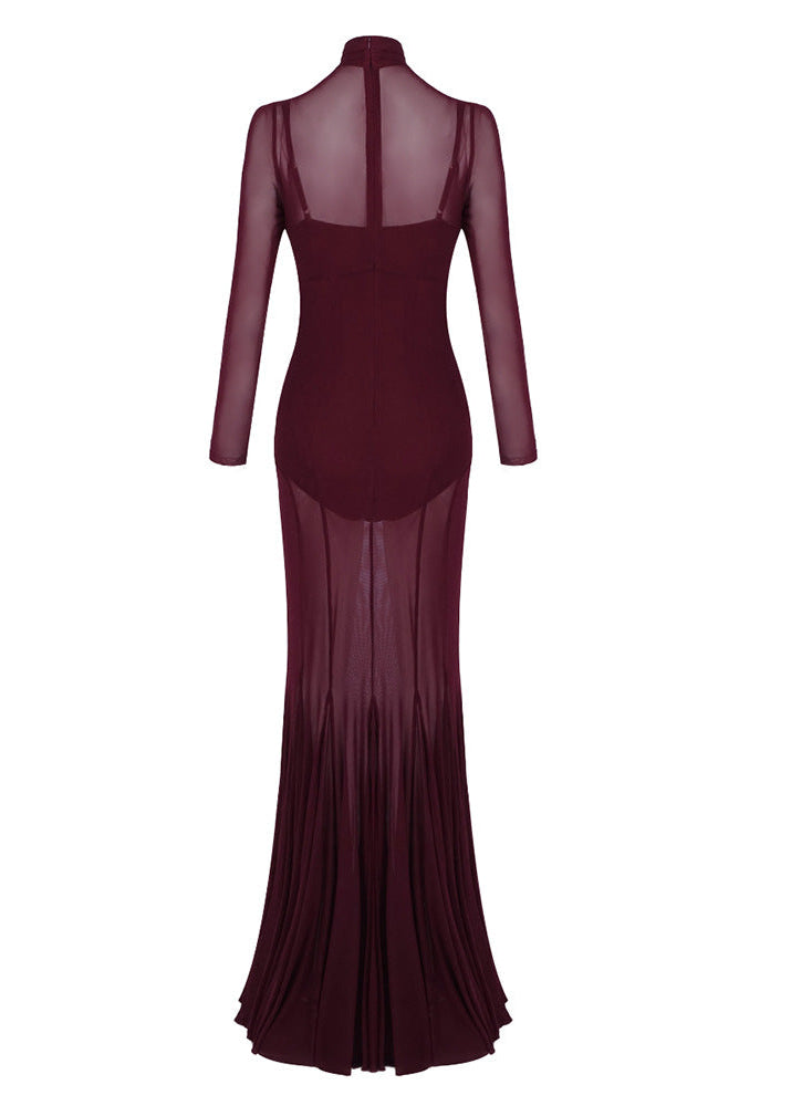 Geliflua Long Sleeve Mesh Maxi Dress