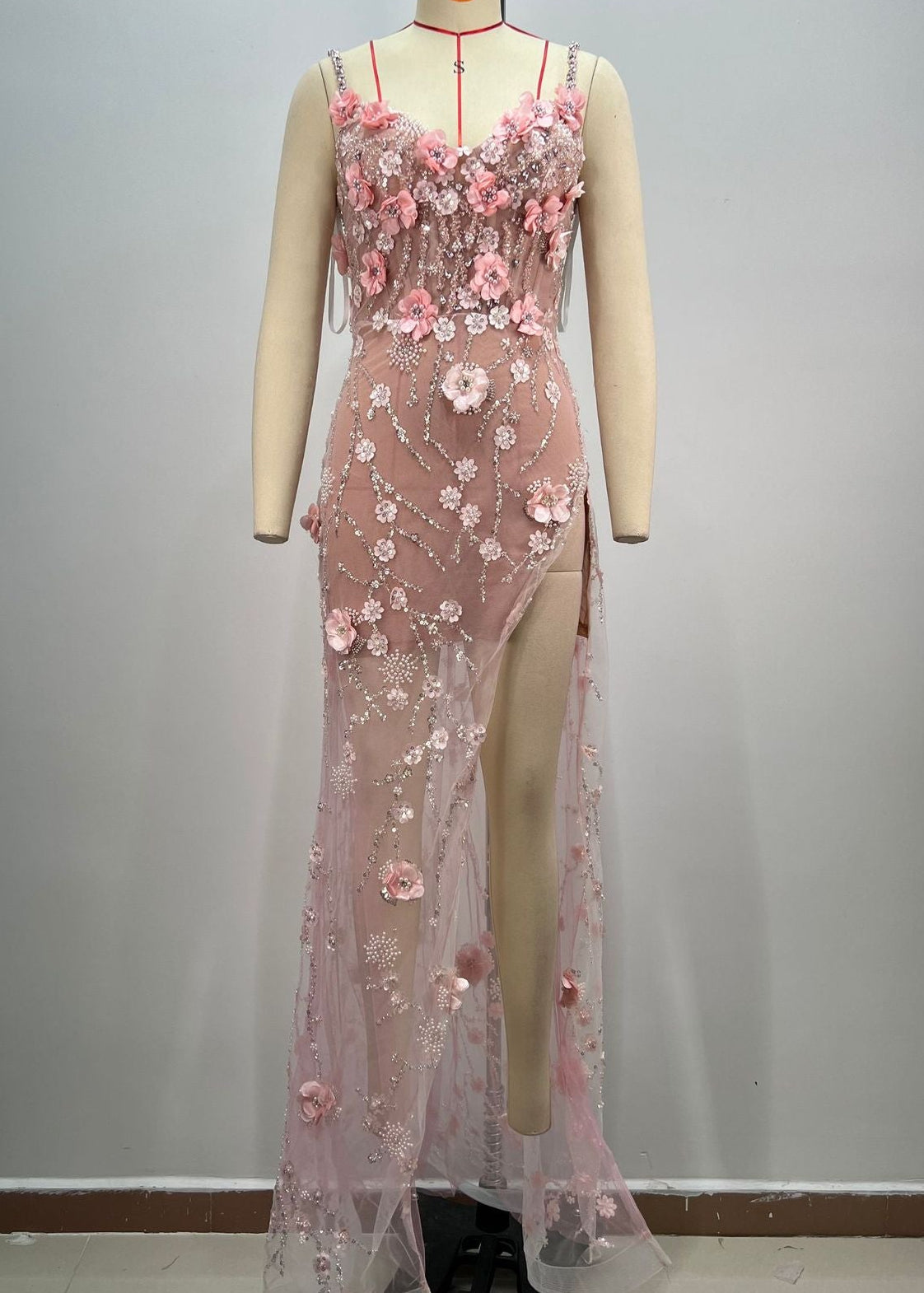 Averill Spaghetti Flower Split Maxi Dress