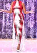 Elyxir Tassel Maxi Dress In White Red