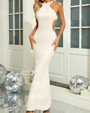 Akello Pearl Crystal Side Cut Out Maxi Dress In Ivory