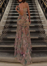 Chahna Spaghetti Floral Ruched Maxi Dress