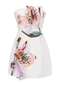 Eliezra White Floral Embroidered Mini Dress