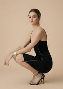 Inina Bustier Sparkly Trim Midi Dress In Black