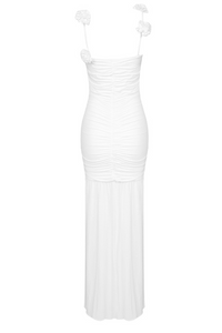 Madge Floral Gathered Maxi Dress In White