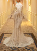 Ngendo Halter Lace Corset Maxi Dress In White