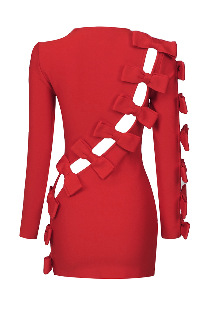 Verree Cutout Bow Mini Dress In Red