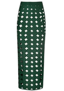 Naida Scalloped Three Piece Maxi Dress In Brown