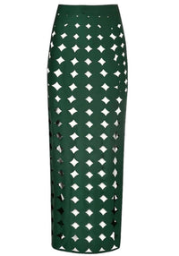 Naida Scalloped Three Piece Maxi Dress In Brown