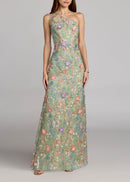 Delphor One Shoulder Floral Embroidered Maxi Dress