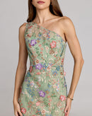 Delphor One Shoulder Floral Embroidered Maxi Dress