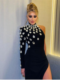 Sarly Asymmetrical Crêpe Dress In Black