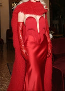 Styx Mesh Insert Tassel Maxi Dress In Red