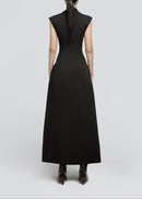 Quintus Sleeveless Irregular Hem Maxi Dress In Black