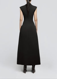Quintus Sleeveless Irregular Hem Maxi Dress In Black