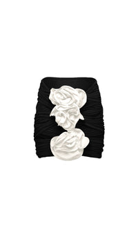 Aizen 3d Flower One Piece Swimsuit And Skirt In Black