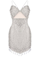 Saelyra Crystal Embellished Bustier Dress In Silver