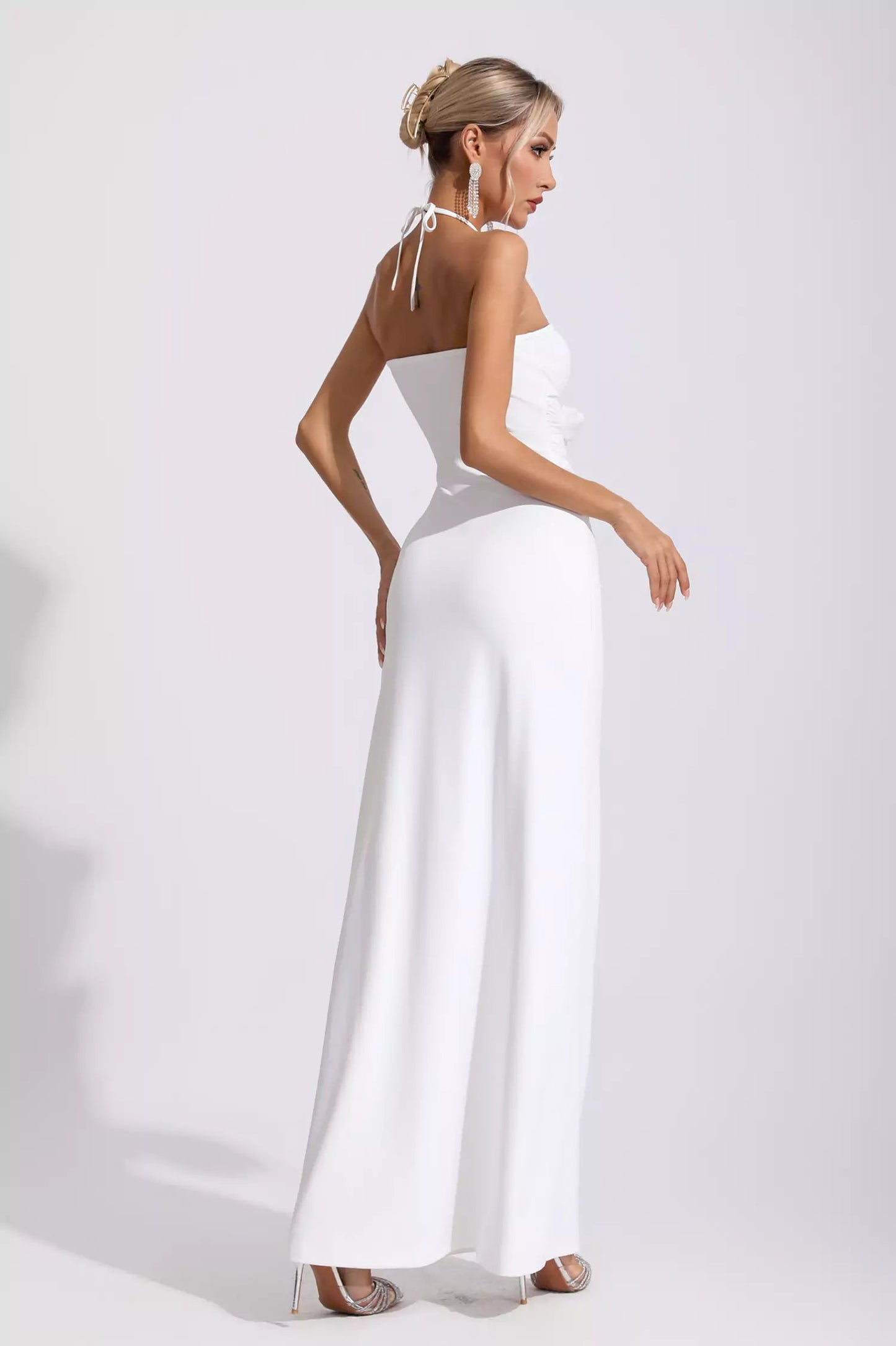 Mola Halterneck Cutout Maxi Dress In White