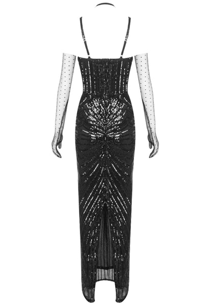 Liselotte Halter Sequin Maxi Dress Black In Nude
