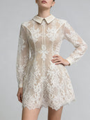 Celestyn Apricot Floral Lace Mini Dress