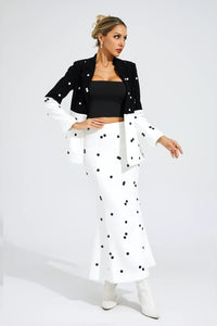 Daryle Polka Dot Sequins Blazer Set In White