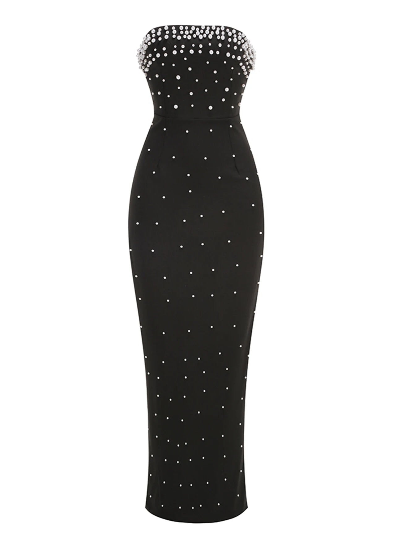 Mackie Pearl-Embellished Strapless Gown In Black