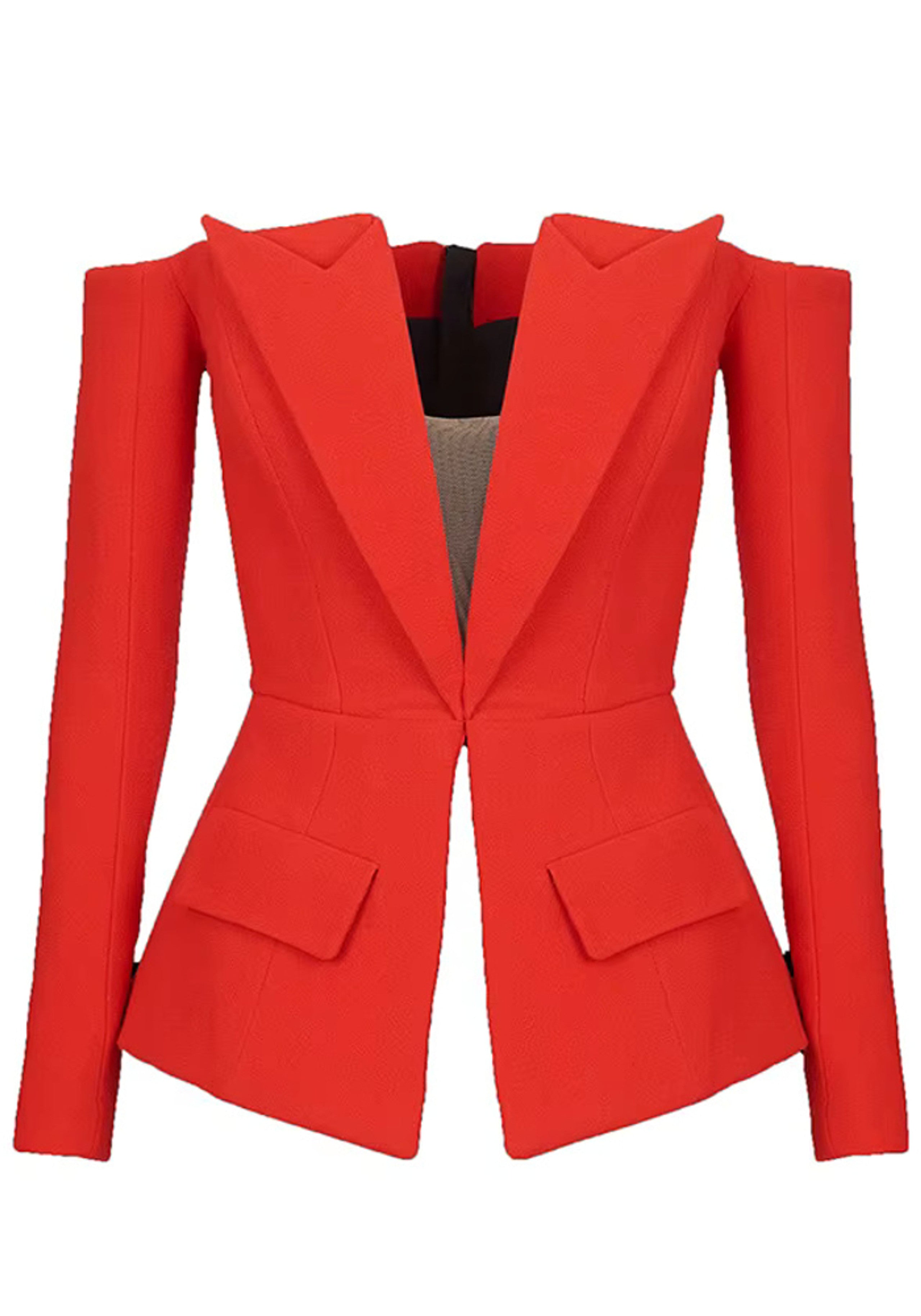 Asbury Long Sleeve Blazer In Red