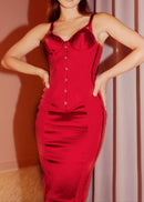 Gwyxal Conical Bustier Midi Dress In Red