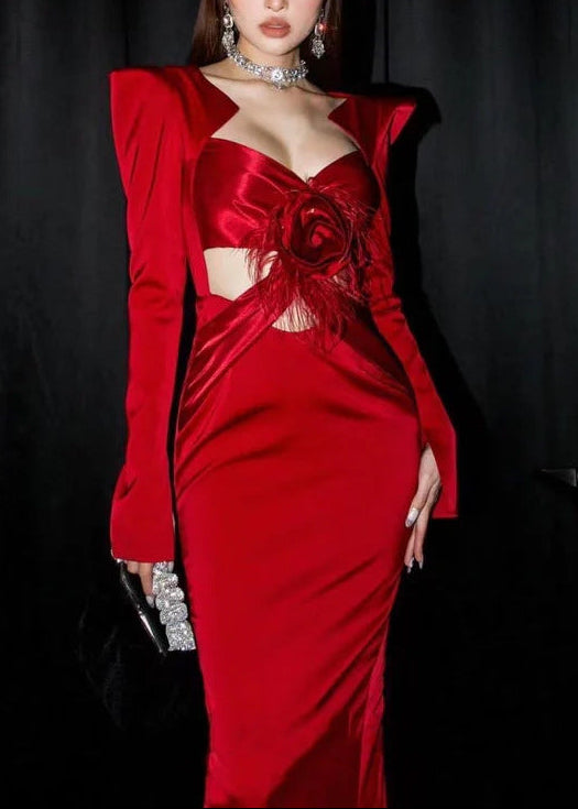 Nabila Flower Fringe Bandage Maxi Dress